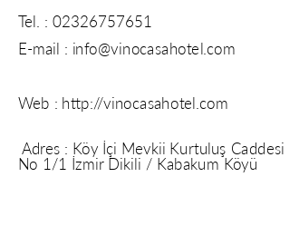 Vinocasa Otel iletiim bilgileri